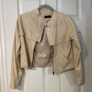 Velour effortless style cropped jacket, tan, size S